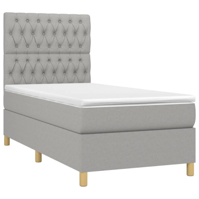 Łóżko kontynentalne WaszeMeble 90x190 cm jasnoszare WM-3135637 1 szt.