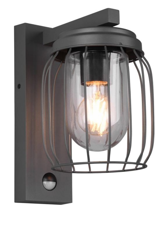 Kinkiet zewnętrzny z czujnikiem Trio Tuela antracytowo-biały 1 x E27 x IP44 wym: 28 x 16,5 x 16,5 cm - 1 szt.
