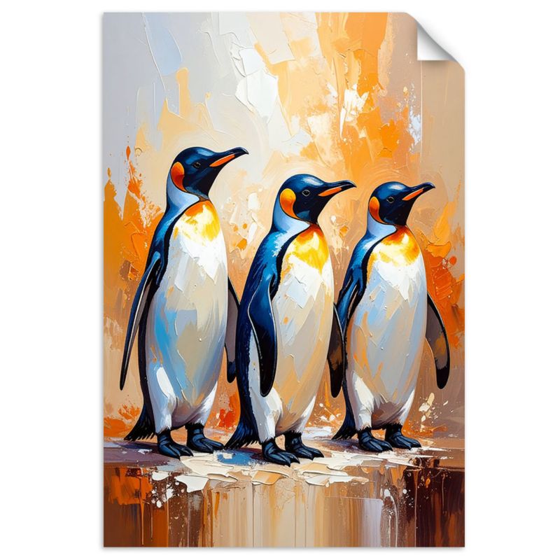 Plakaty samoprzylepne do salonu sypialni Feeby Kolorowe Pingwiny Ptaki 30x45cm 1szt