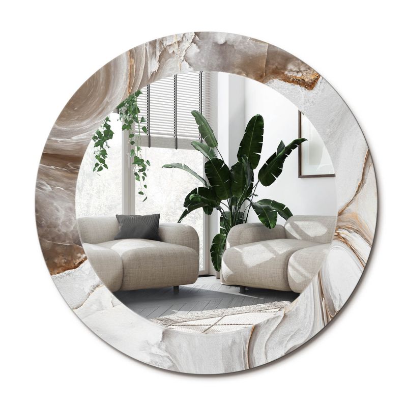 Lustro ścienne z ozdobnym szklanym obramowaniem Wallfluent fi60 cm Jasny marmur 1 szt.