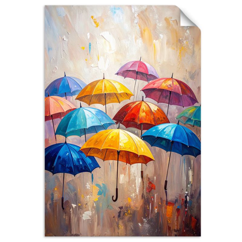 Naklejka na ścianę do salonu sypialni Feeby Kolorowe Parasolki Abstrakcja 60x90cm 1szt