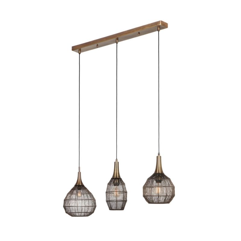 Lampa wisząca Trio Soraya 7504 patyna-złota-czarna industrialna 3xE27 x 1 szt.