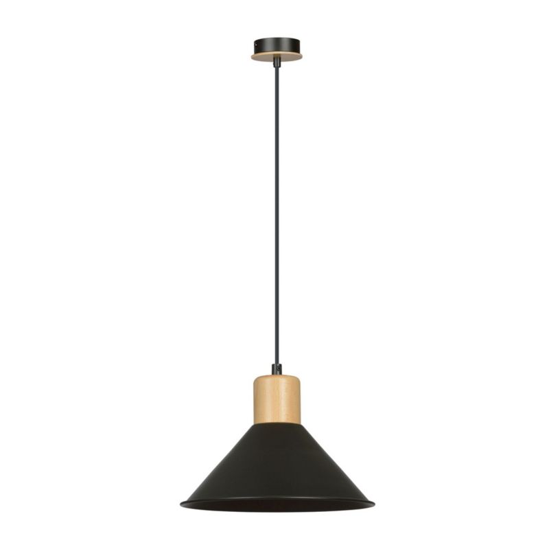 Lampa wisząca Emibig Rowen czarna-jasne drewno wym: 100 x 25 x 25 cm 1xE27 x 15W 1 szt.
