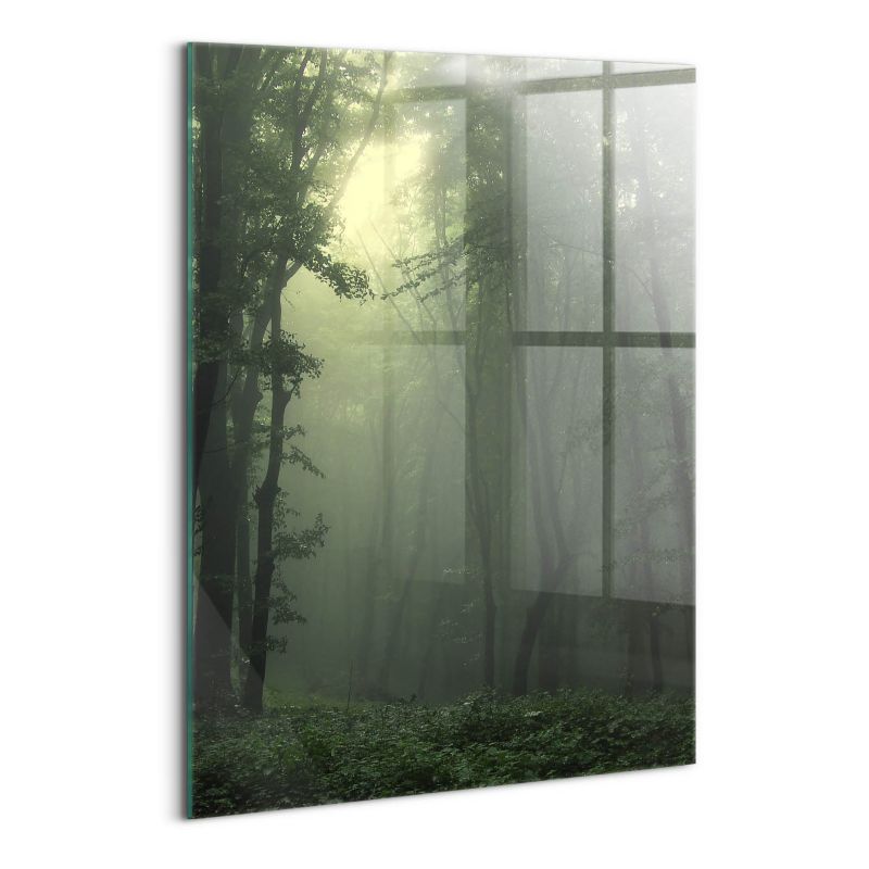 Szklany Obraz Ścienny Wallfluent 70x100 cm Mglisty las o poranku 1 szt.