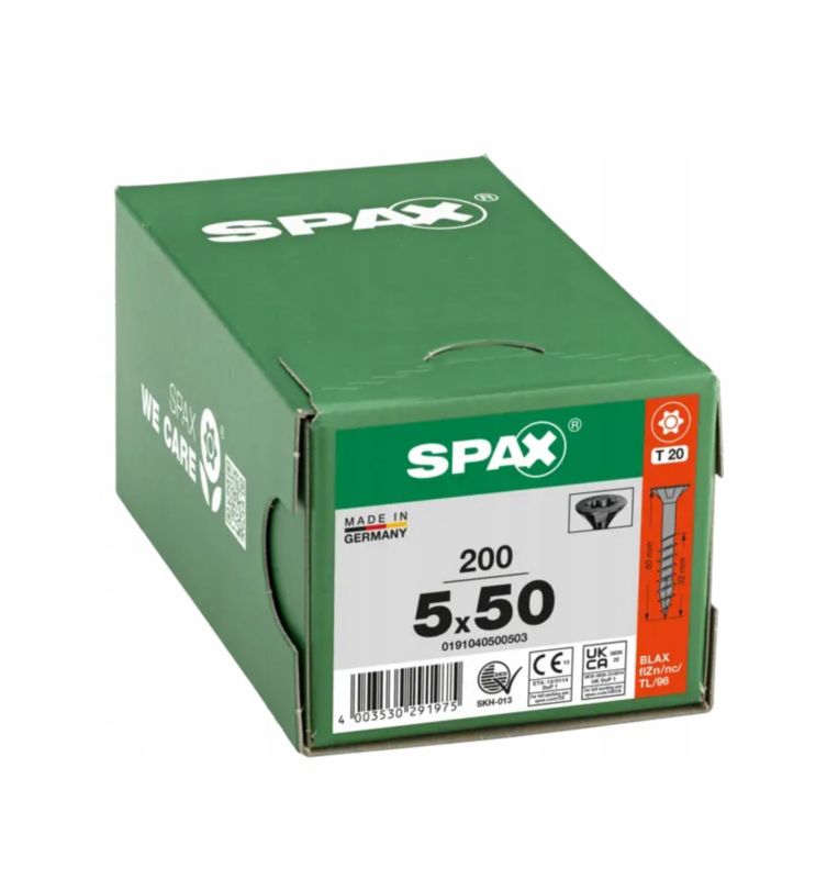 Wkręty do drewna Spax 5x50mm niepełny gwint, stozkowe, czarne 200szt.