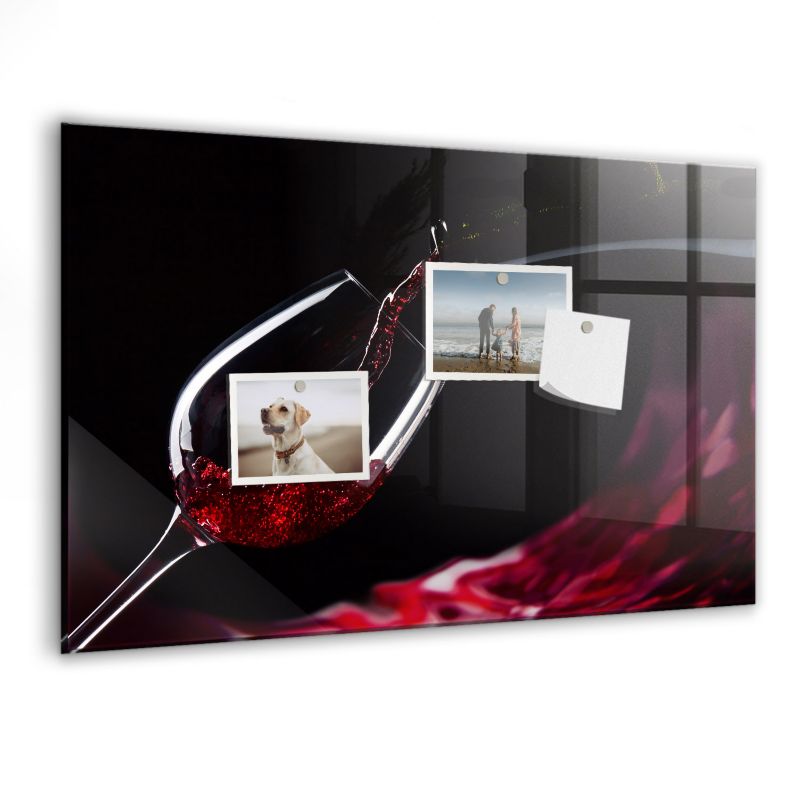 Szklana tablica magnetyczna Wallfluent 60x40 cm Wino Biały marker 1 szt.