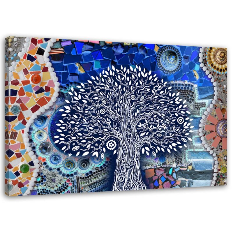 Obraz do salonu nowoczesny Feeby Drzewo Życia Klimt Niebieski 100x70cm 1szt