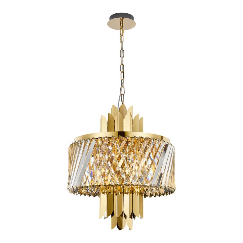 Żyrandol Milagro Margot złoty szkło kryształowe 6 x E14 x 40W IP20 wym: 120 x 43 x 43 cm - 1 szt.