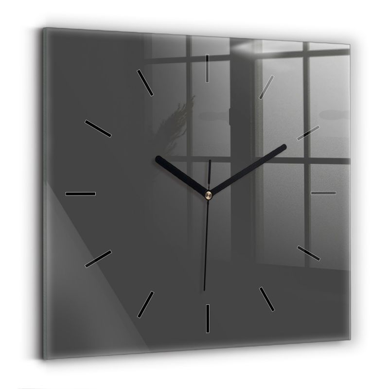 Zegar szklany czarne wskazówki Wallfluent 30x30 cm Kolor szary 1 szt.