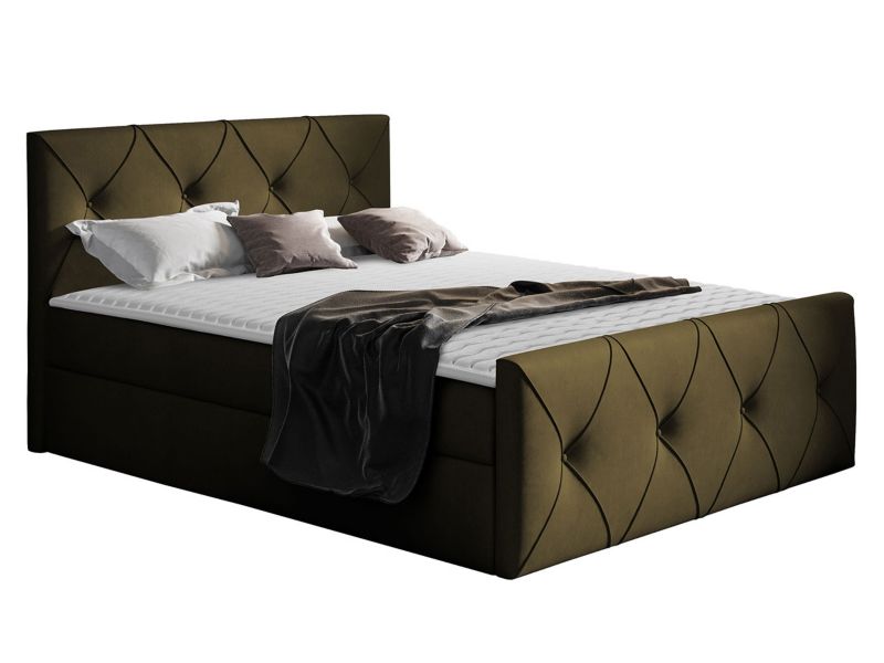 Łóżko kontynentalne MIRJAN 24 Crystal Lux 160x200 ciemna oliwka 1 szt.