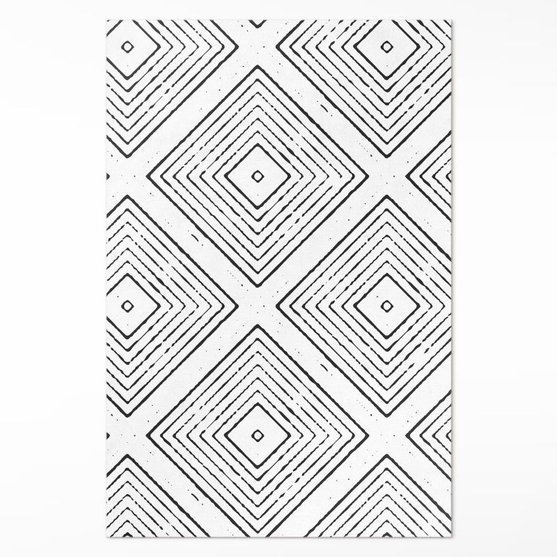 Ozdobna Wykładzina Winylowa Wallfluent 90x60 cm Regularne kwadraty boho wzór 1 szt.