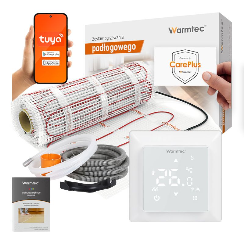 Mata grzewcza grzejna pod płytki Warmtec 16m² 170W/m² WiFi zestaw DS2-160/WRT31W-B 1szt.