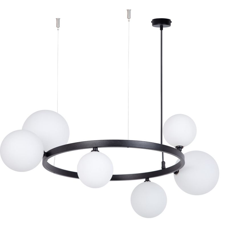 Żyrandol Sigma Lighting Bolero czarno-biały szklane kule 6 x G9 x 10W IP20 wym: 150 x 72 x 72 cm - 1 szt.