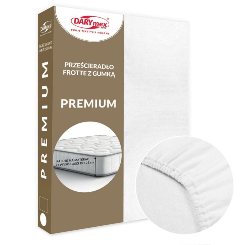 Prześcieradło frotte z gumką Darymex 200x220 kolor biały PREMIUM 1 szt.