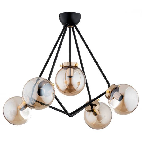 Lampa sufitowa Alfa Seyno czarno-złota wym: 46 x 58 x 58 cm 5xE14 x 10W 1 szt.