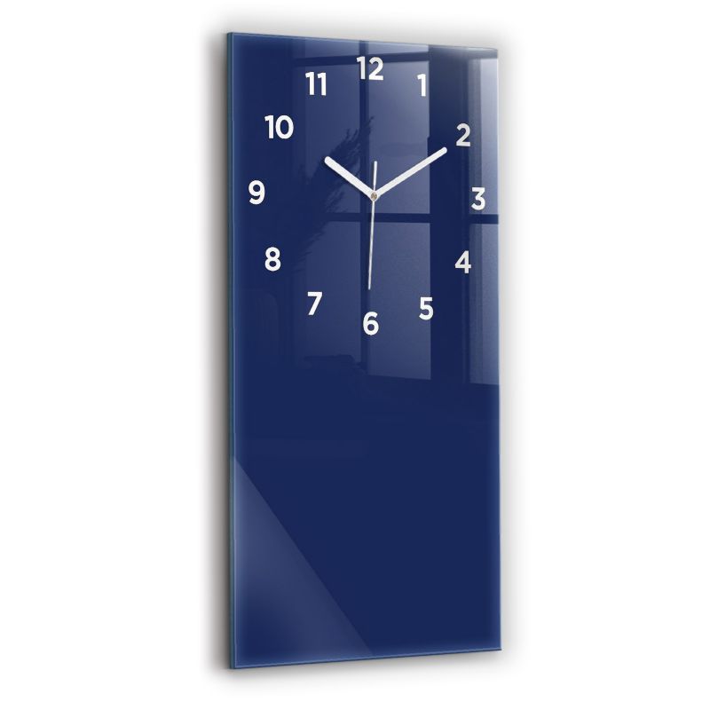 Zegar z białymi wskazówkami Wallfluent 30x60 cm Kolor granatowy Szklany 1 szt.