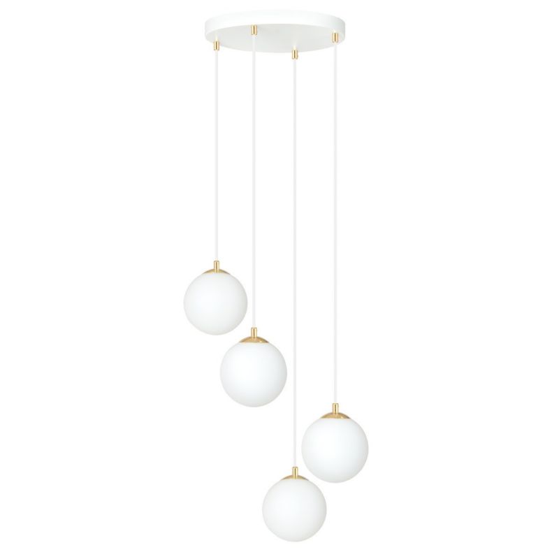 Lampa sufitowa wisząca Emibig Royal 9934 biało-złota szklane kule 4xE14 x 10W 1 szt.