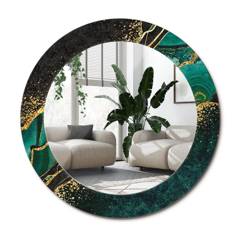 Łazienkowe lustro z ramą Wallfluent fi70 cm Marmurowa zieleń 1 szt.