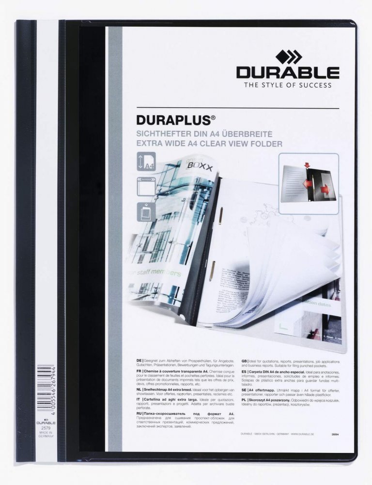Skoroszyt plastikowy Duraplus Durable, A4, prezentacyjny, czarny