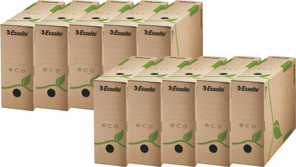 10x pudło archiwizacyjne Esselte Eco, do luźnych dokumentów, 100mm, brązowy
