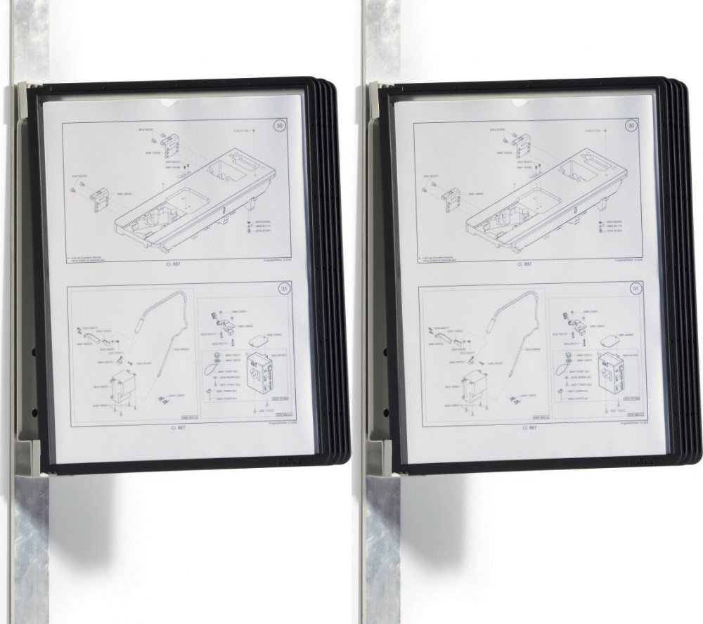 2x System paneli informacyjnych Durable Vario Magnetic Wall 5, ścienny, magnetyczny, A4, 5 paneli, czarny