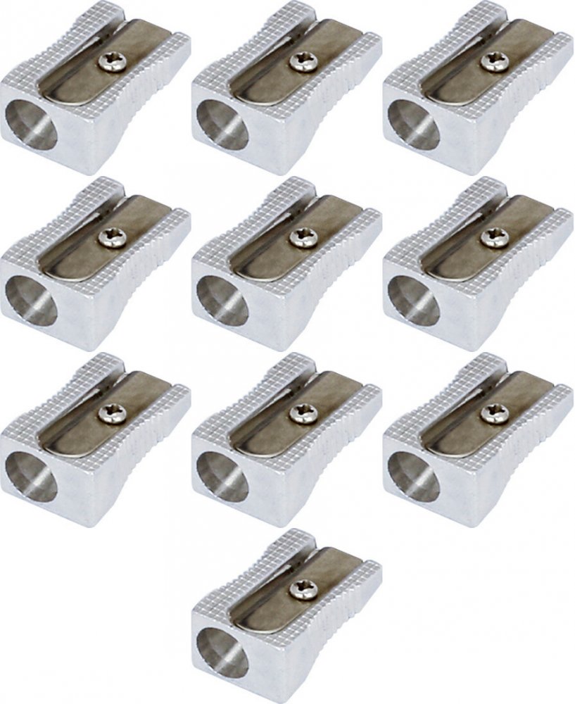 10x Temperówka Grand 626, metal, 1 otwór, srebrny
