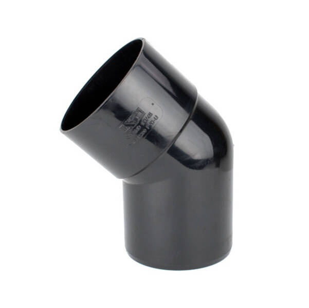 Kolano rury spustowej PVC 75 x 45 czarne Kaczmarek
