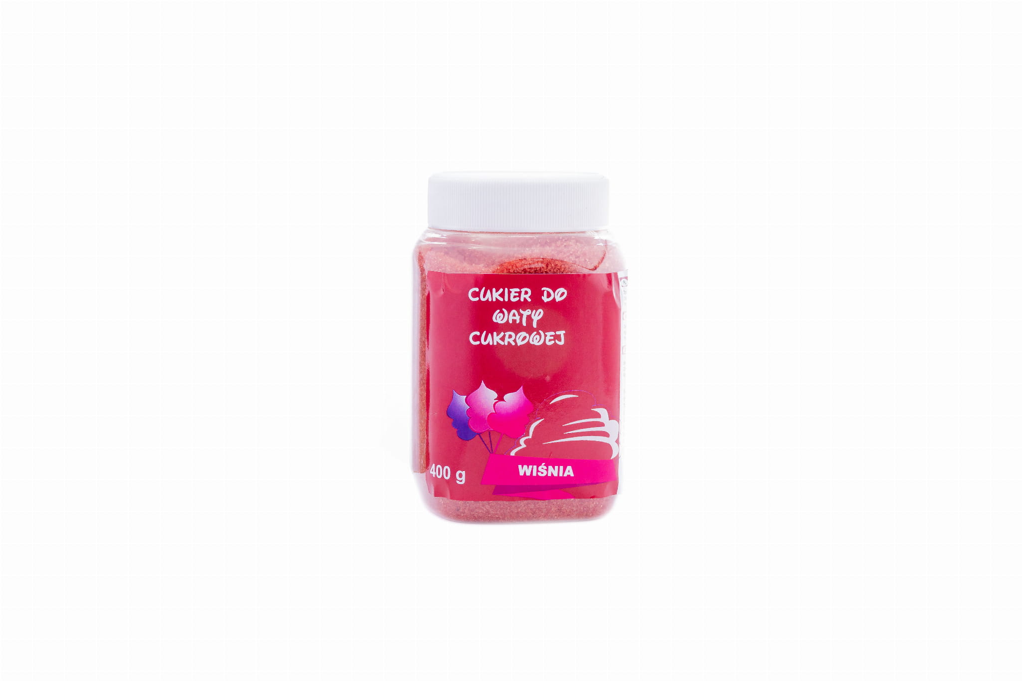 Kolorowy, smakowy cukier WIŚNIA słoik 400 g