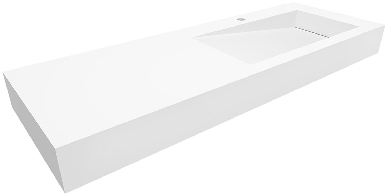 Darmowa Dostawa - Umywalka 130x45 cm prostokątna ścienna-z blatem biała Cristalstone Linea Ideal U1300MBPOLB