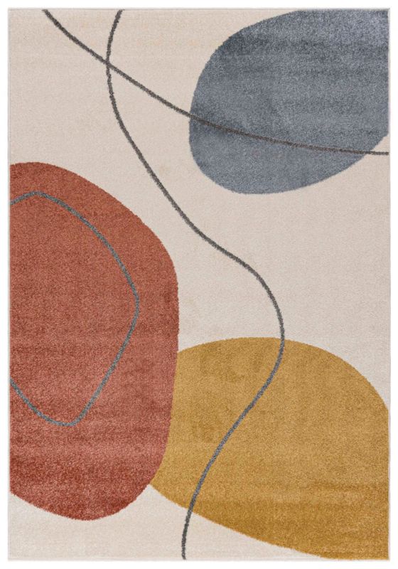 Dywan wewnętrzny Lucy NP33A prostokąt Mazovia 140x 200 cm beżowy,kremowy motyw geometryczny średni włos 1 szt.