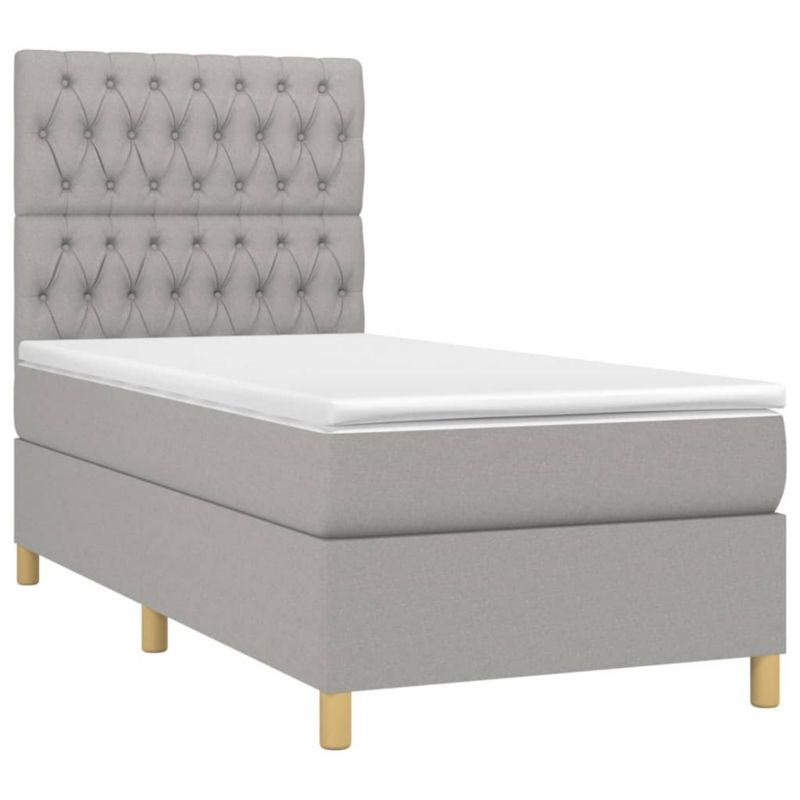 Łóżko kontynentalne WaszeMeble 90x200 cm jasnoszare WM-3135645 1 szt.
