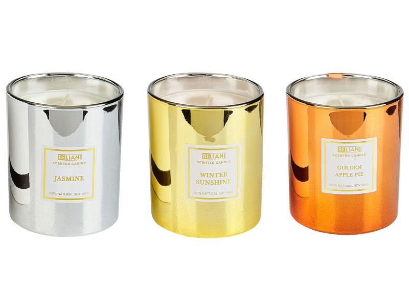 Zestaw 3 świeczek zapachowych Kolorowy Metallic glamour 1 kpl