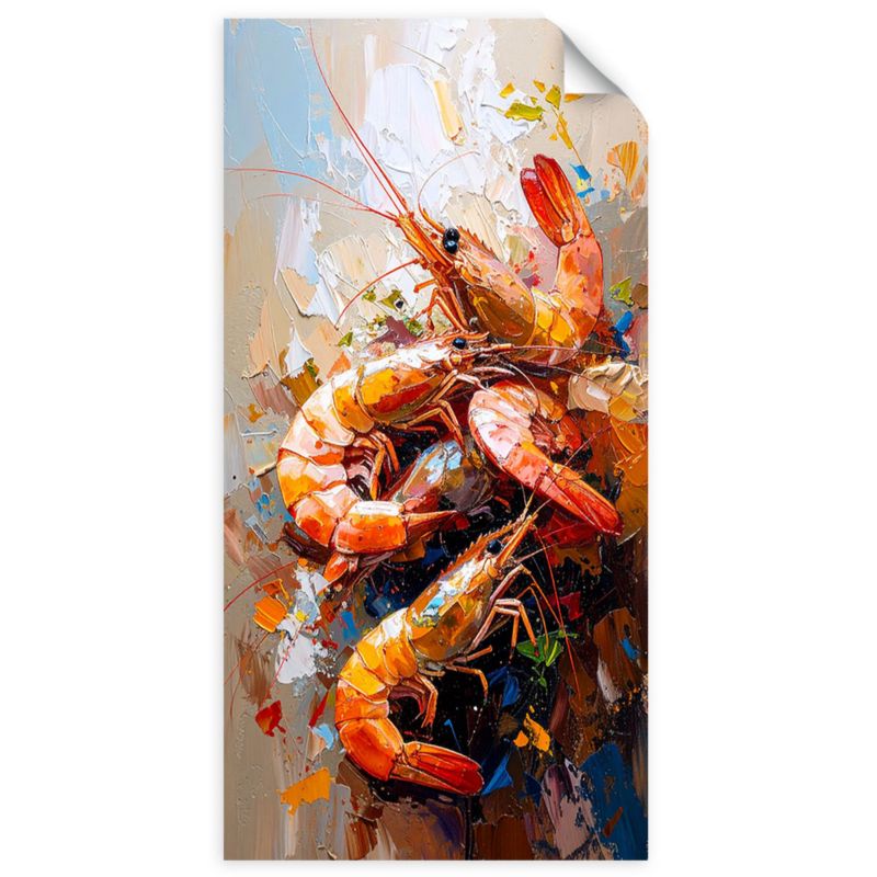 Naklejki samoprzylepne do salonu sypialni Feeby Krewetki Owoce morza 60x120cm 1szt