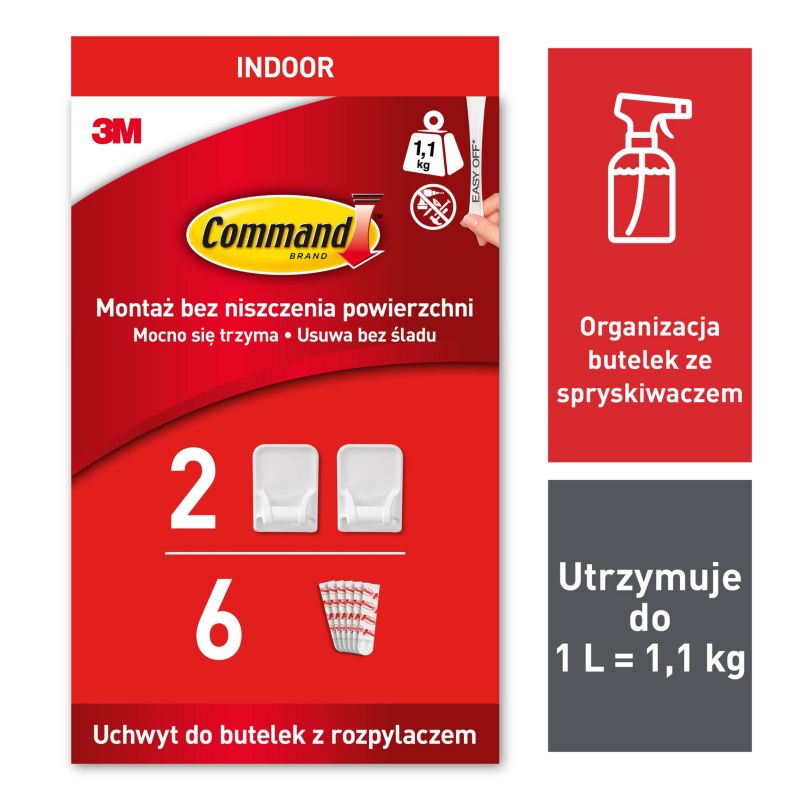 Wieszak na butelkę z rozpylaczem 3M Command 2 haczyki 6 pasków