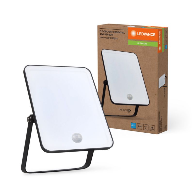 Naświetlacz LED Ledvance Reflektor Zewnętrzny Lampa 30W 2700lm 6500K IP65 Czarny z Czujnikiem Ruchu i Zmierzchu 1 szt.