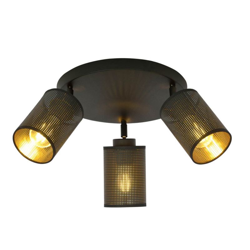 Lampa sufitowa Emibig Bronx czarno-złota wym: 24 x 50 cm 3xE27 x 15W 1 szt.