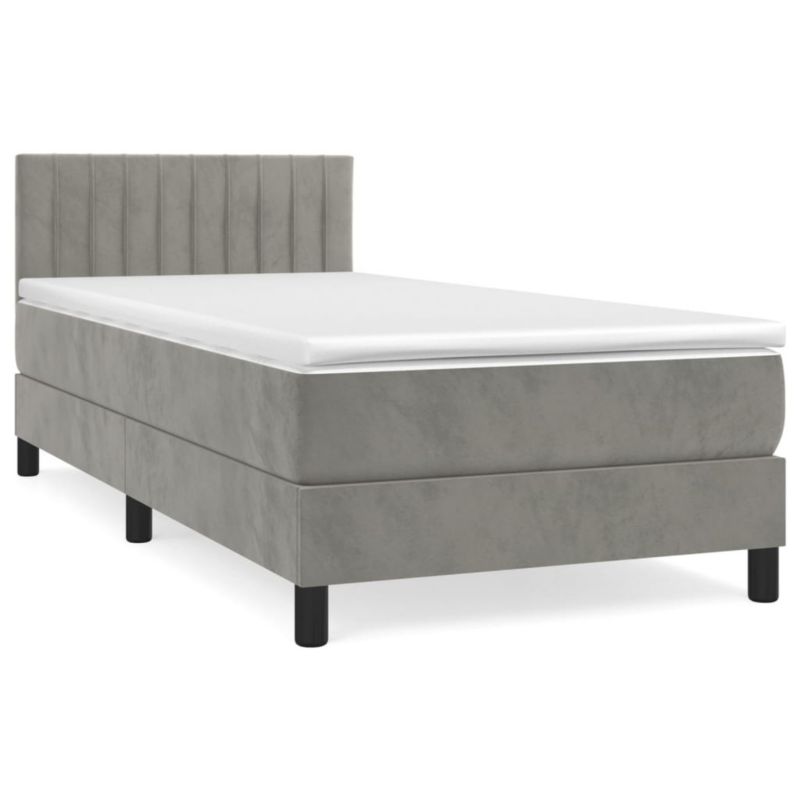 Łóżko kontynentalne WaszeMeble 90x190 cm jasnoszare WM-3141395 1 szt.