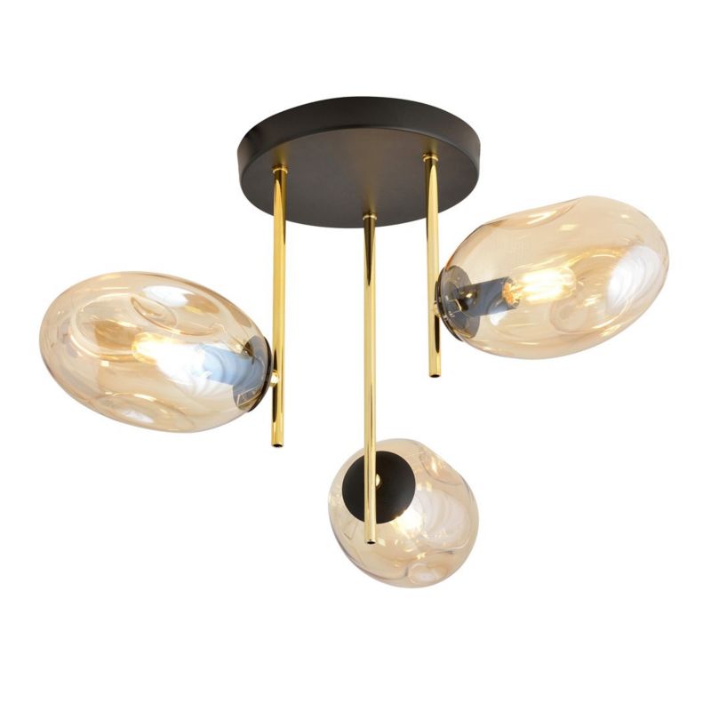 Lampa sufitowa Emibig Argo czarno-złota-miodowy wym: 33 x 38 x 38 cm 3xE14 x 40W 1 szt.