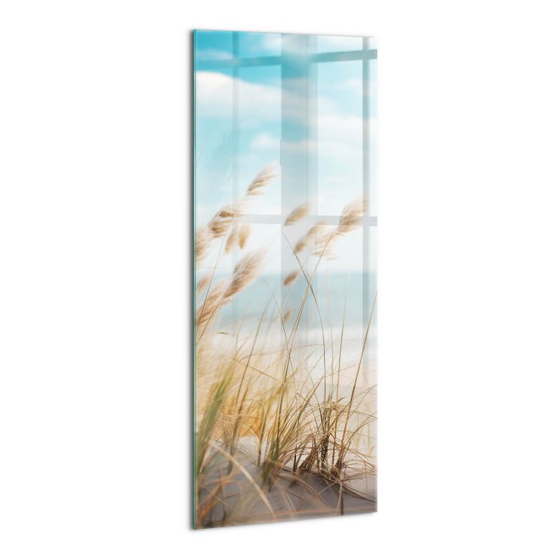 Foto Obraz Ścienny Szklany Wallfluent 50x125 cm Pejzaż traw plaży i morza styl boho 1 szt.