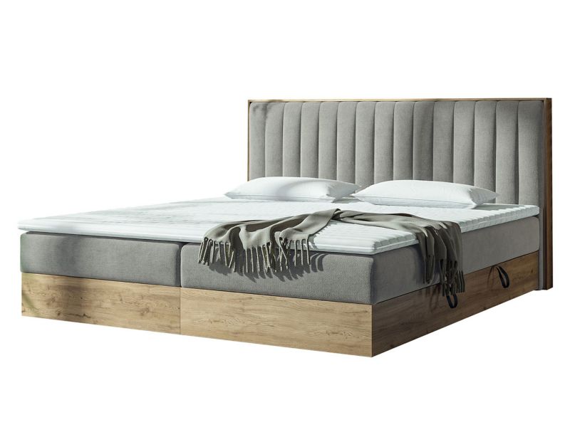 Łóżko kontynentalne MIRJAN 24 Harmony 160x200 jasny popiel/gold craft oak 1 szt.