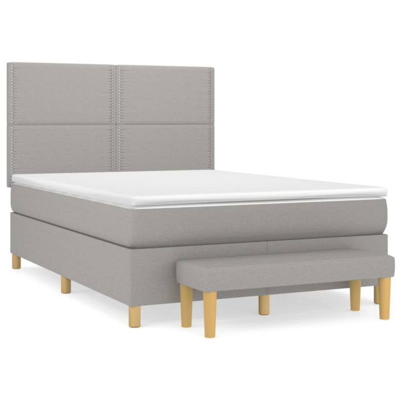 Łóżko kontynentalne WaszeMeble 140x190 cm jasnoszare WM-3137069 1 szt.