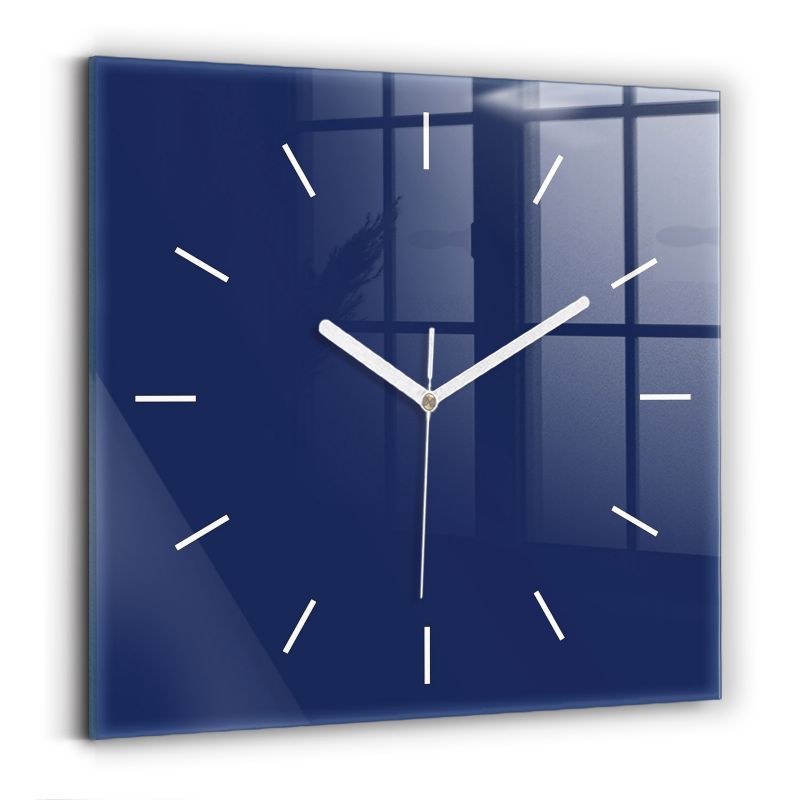 Zegar szklany białe wskazówki Wallfluent 30x30 cm Kolor granatowy 1 szt.