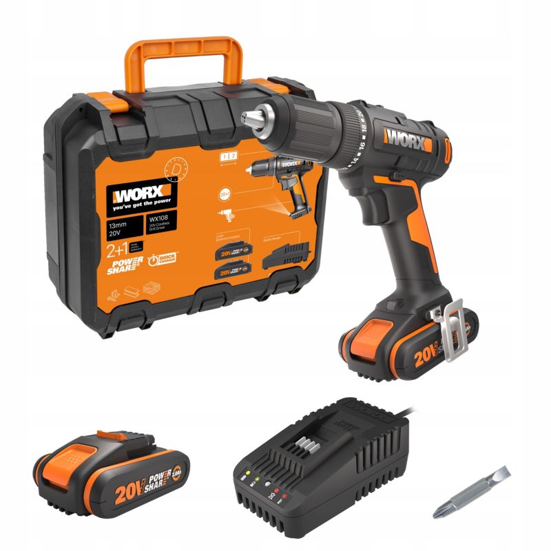 Wkrętarka akumulatorowa WORX WX108 20V 45Nm LED 1szt