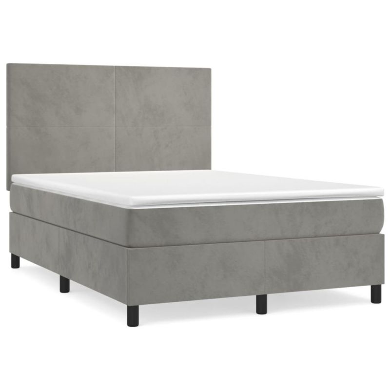 Łóżko kontynentalne WaszeMeble 140x190 cm jasnoszare WM-3142899 1 szt.