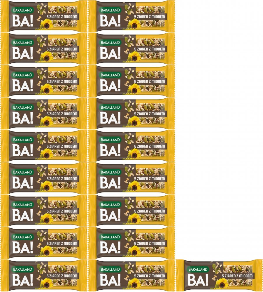 20x Baton zbożowy Bakalland BA!, 5 ziaren z miodem, 40g