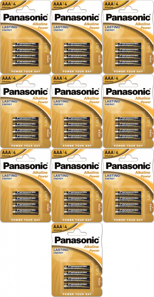 10x Bateria alkaliczna Panasonic Alkaline Power, AAA, 1.5V, LR03, 4 sztuki