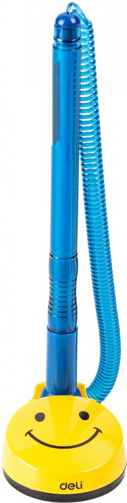 Pióro kulkowe Deli Smile, na sprężynce, stojące, 0.7mm, niebieski