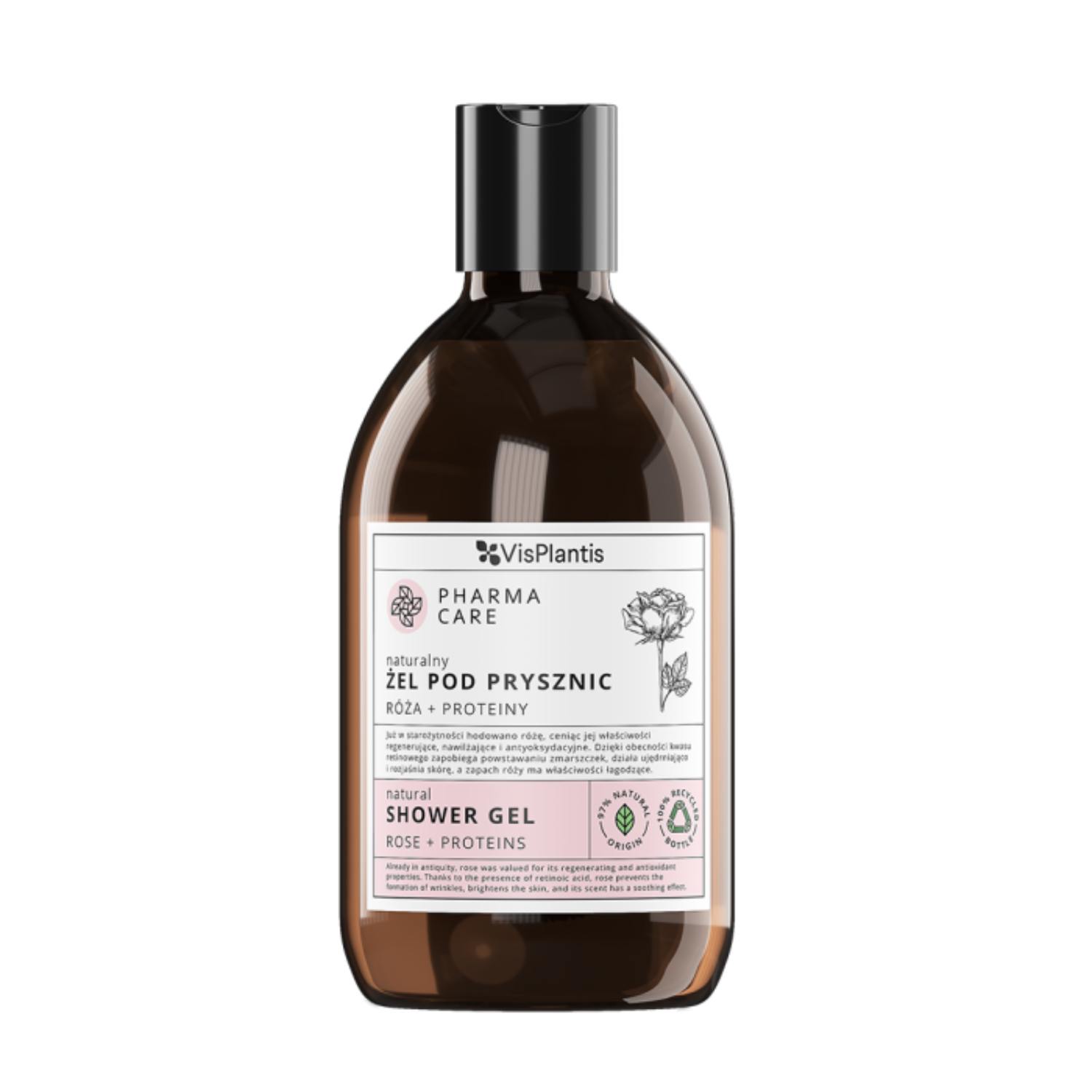 Vis plantis pharma care - naturalny żel pod prysznic, róża i proteiny, 500 ml