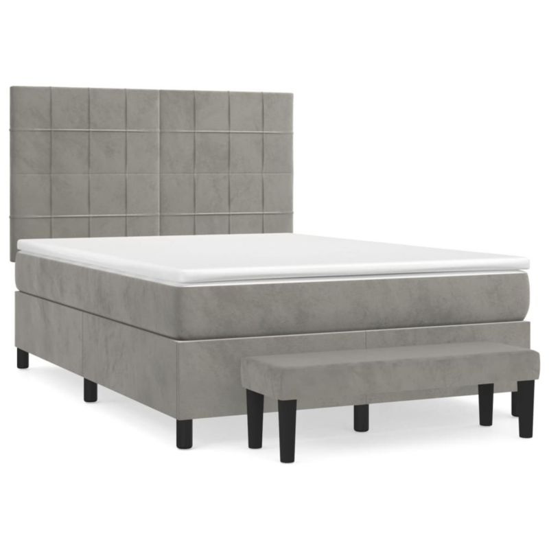 Łóżko kontynentalne WaszeMeble 140x190 cm jasnoszare WM-3137839 1 szt.