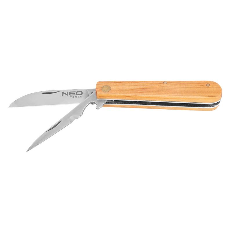 Nóż monterski NEO TOOLS ze szpikulcem drewniane okładki 1 szt